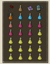 A picture of the recommended inventory for Nex in Old School RuneScape.