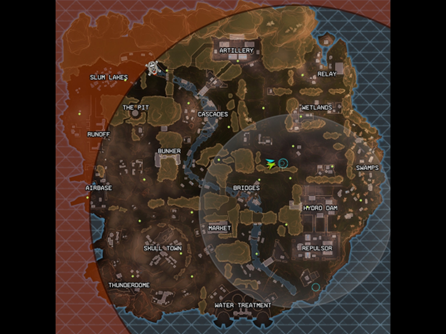 Apex Legends Map showing the ring closing on players