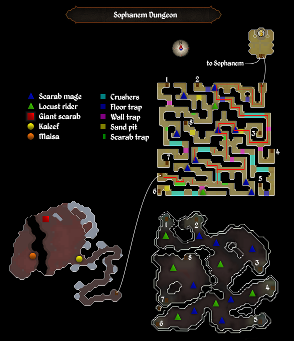 A map of the Sophanem Dungeon.